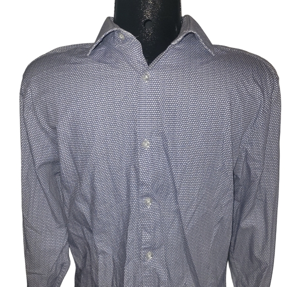Calvin klein Blue and White Patterned Slim Fit Shirt M - Picture 2 of 5